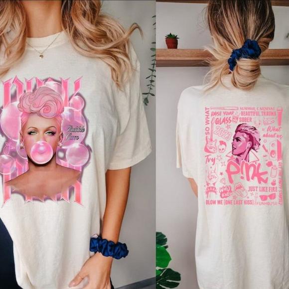 Karla_Perez Tops - Pink Summer Carnival Tour Shirt, Pink Bubblegum 2 Sided Unisex Tee Shirt